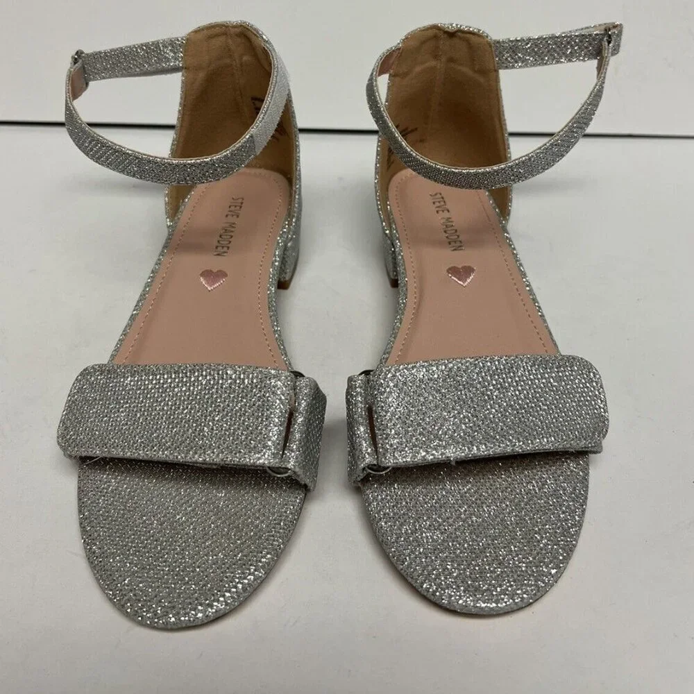 Steve Madden Girls Airenne Sandals Silver Size 3 M Big Kid